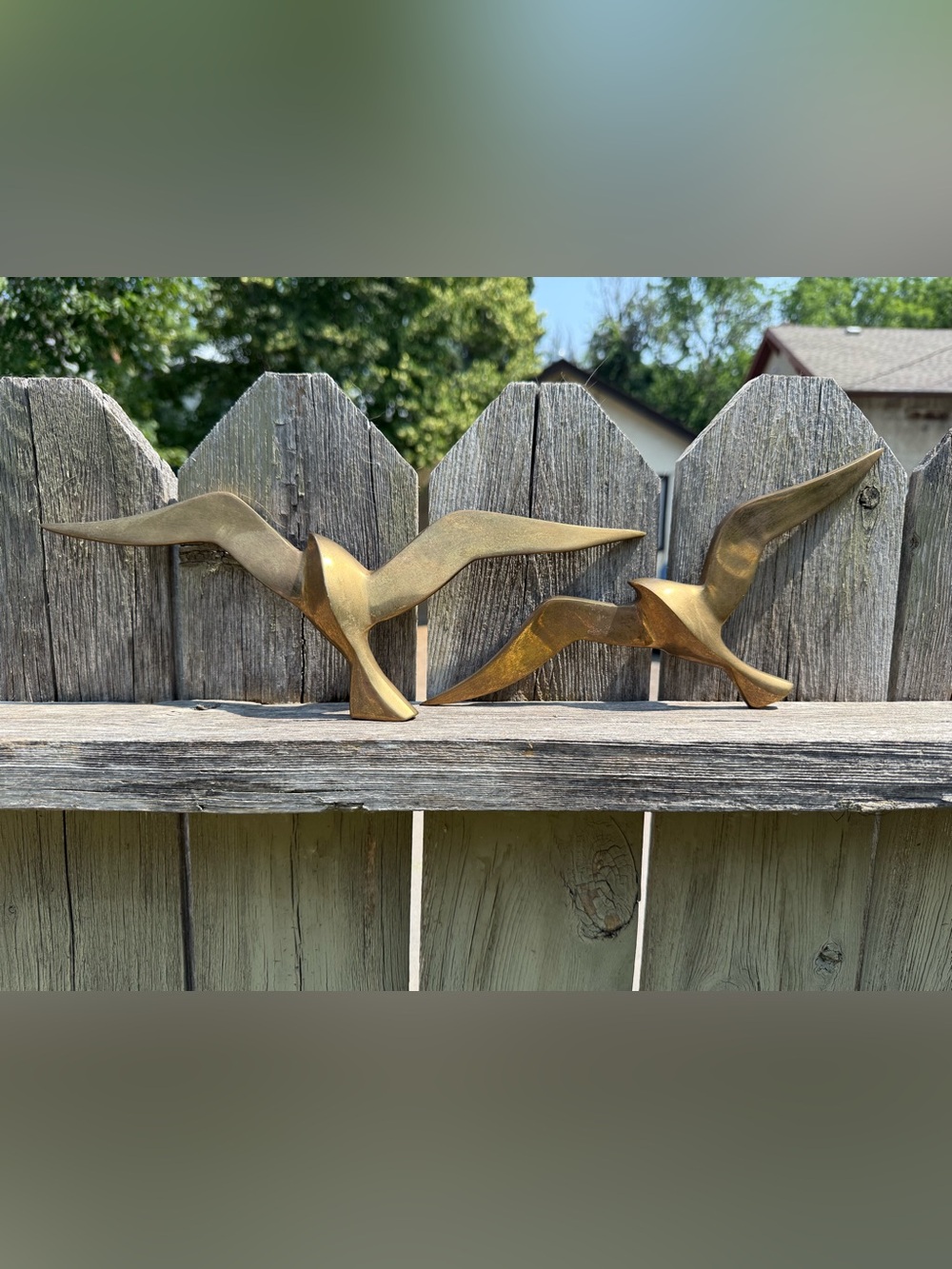 Vintage MCM Brass Seagull Wall Decor Flying Birds Set Of 2 Nautical Costal